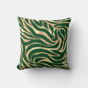 Elegant Gold Glitter Green Animal Print Zebra Kussen