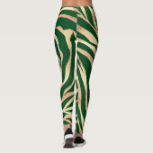 Elegant Gold Glitter Green Animal Print Zebra Leggings (Achterkant)