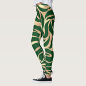 Elegant Gold Glitter Green Animal Print Zebra Leggings (Links)