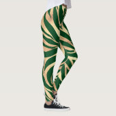 Elegant Gold Glitter Green Animal Print Zebra Leggings (Rechts)
