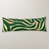 Elegant Gold Glitter Green Animal Print Zebra Lichaamskussen (Achterkant)