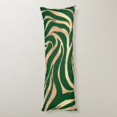Elegant Gold Glitter Green Animal Print Zebra Lichaamskussen (Achterkant (Verticaal))