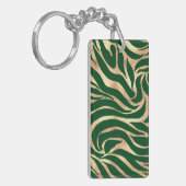 Elegant Gold Glitter Green Animal Print Zebra Sleutelhanger (Voorkant Links)