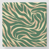 Elegant Gold Glitter Green Animal Print Zebra Stenen Onderzetter (Voorkant)