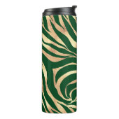 Elegant Gold Glitter Green Animal Print Zebra Thermosbeker (Gedraaid links)