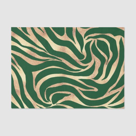 Elegant Gold Glitter Green Animal Print Zebra Tissuepapier (Voorkant)
