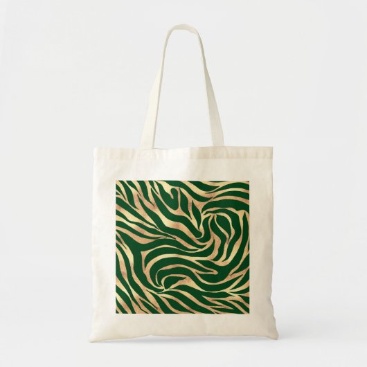 Elegant Gold Glitter Green Animal Print Zebra Tote Bag (Voorkant)