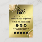 Elegant Gold Glitter Hartelijk dank. Plaats kaart Visitekaartje (Achterkant)