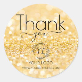 Elegant Gold Glitter Hartelijk dank - Voeg Logo to Ronde Sticker