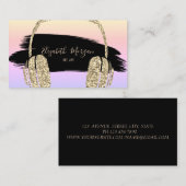 Elegant Gold Glitter Headphone DJ Brushke Stroke Visitekaartje (Voorkant / Achterkant)