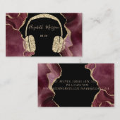 Elegant Gold Glitter Headphone DJ Burgundy Agate Visitekaartje (Voorkant / Achterkant)