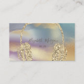 Elegant Gold Glitter Headphone DJ Colorful Visitekaartje (Voorkant)