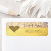Elegant, Gold Glitter Heart, Bokeh Address Label (Insitu)