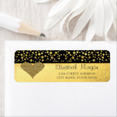 Elegant, Gold Glitter Heart, Confetti Address Labe Etiket (Insitu)