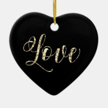 *~* Elegant Gold Glitter Heart Love Ornament