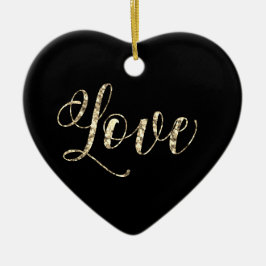 *~* Elegant Gold Glitter Heart Love Ornament