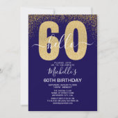 Elegant Gold Glitter "Hello 60" Birthday Kaart (Voorkant)