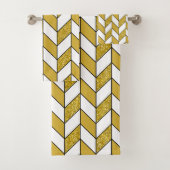 Elegant Gold Glitter Herringbone Chevron Pattern Bad Handdoek (Insitu)