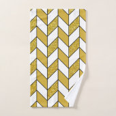 Elegant Gold Glitter Herringbone Chevron Pattern Bad Handdoek (Handdoek)
