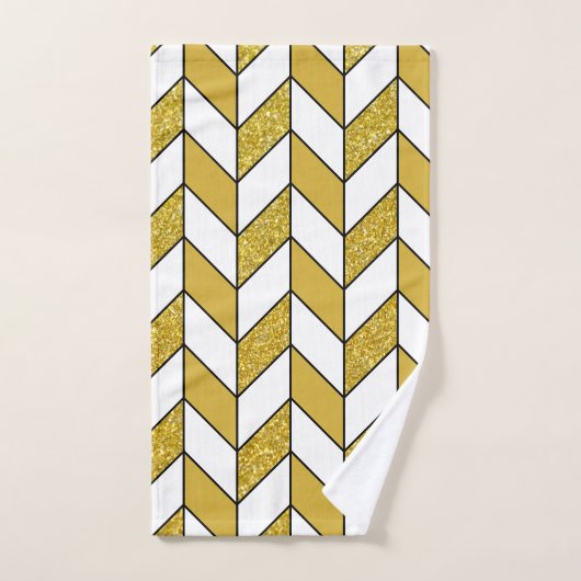 Elegant Gold Glitter Herringbone Chevron Pattern Bad Handdoek (Handdoek)