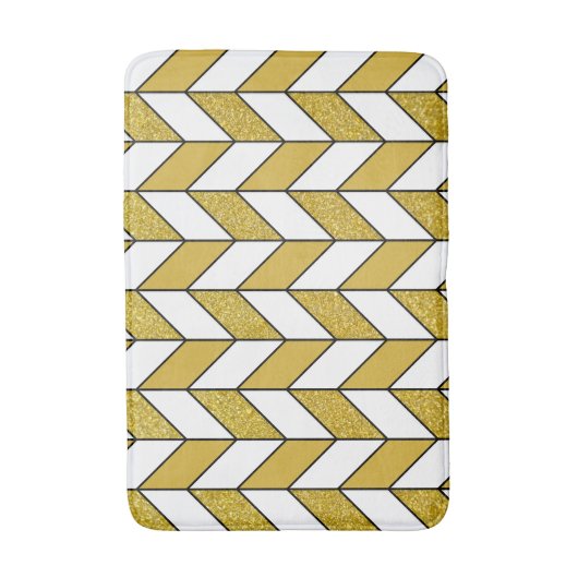 Elegant Gold Glitter Herringbone Chevron Pattern Badmat (Voorkant Verticaal)