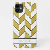 Elegant Gold Glitter Herringbone Chevron Pattern Case-Mate iPhone Case (Achterkant)