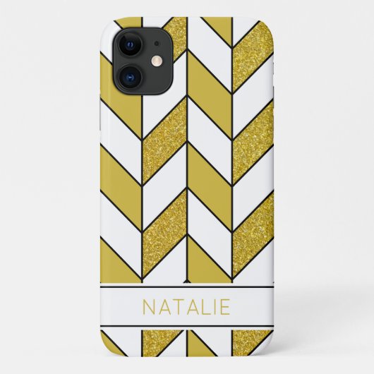 Elegant Gold Glitter Herringbone Chevron Pattern Case-Mate iPhone Case (Achterkant)