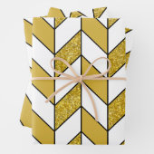 Elegant Gold Glitter Herringbone Chevron Pattern Inpakpapier Vel (In situ)