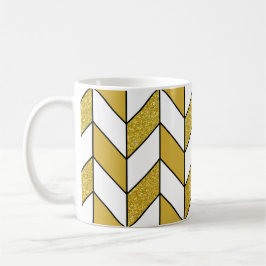 Elegant Gold Glitter Herringbone Chevron Pattern Koffiemok