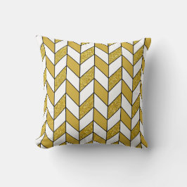 Elegant Gold Glitter Herringbone Chevron Pattern Kussen