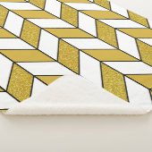 Elegant Gold Glitter Herringbone Chevron Pattern Sherpa Deken (3/4)