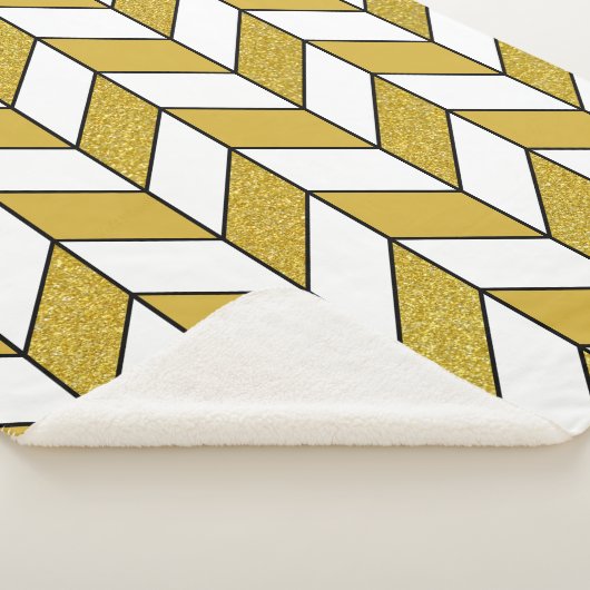 Elegant Gold Glitter Herringbone Chevron Pattern Sherpa Deken (3/4)