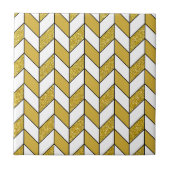 Elegant Gold Glitter Herringbone Chevron Pattern Tegeltje (Voorkant)