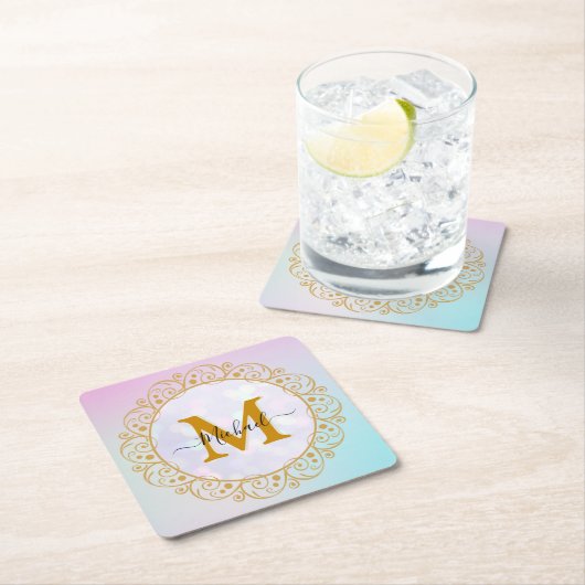 Elegant Gold Glitter Initial & Name Kartonnen Onderzetters (Insitu)