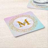 Elegant Gold Glitter Initial & Name Kartonnen Onderzetters (Schuin)