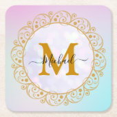Elegant Gold Glitter Initial & Name Kartonnen Onderzetters (Voorkant)