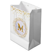 Elegant Gold Glitter Initial & Name Medium Cadeauzakje (Voorkant Gekanteld)