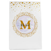 Elegant Gold Glitter Initial & Name Medium Cadeauzakje (Voorkant)