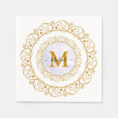Elegant Gold Glitter Initial & Name Servet (Voorkant)