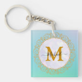 Elegant Gold Glitter Initial & Name Sleutelhanger (Voorkant)