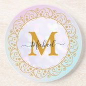 Elegant Gold Glitter Initial & Name Zandsteen Onderzetter (Voorkant)