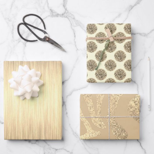 Elegant Gold Glitter Inpakpapier Vel (Voorkant)