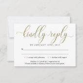 Elegant Gold Glitter Invitation Reply Kaart Invoeg (Voorkant)