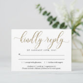 Elegant Gold Glitter Invitation Reply Kaart Invoeg (Staand voorkant)