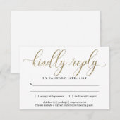 Elegant Gold Glitter Invitation Reply Kaart Invoeg (Voorkant / Achterkant)