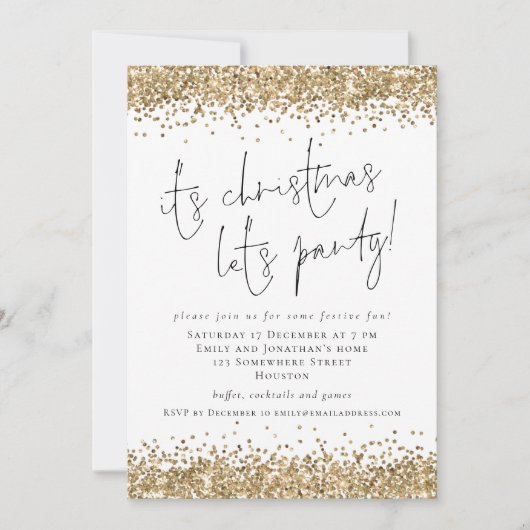 Elegant Gold Glitter: kerstfeest Kaart (Voorkant)