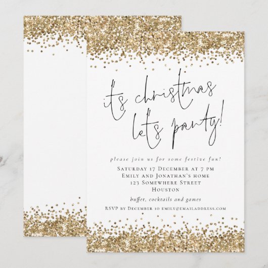 Elegant Gold Glitter: kerstfeest Kaart (Voorkant / Achterkant)