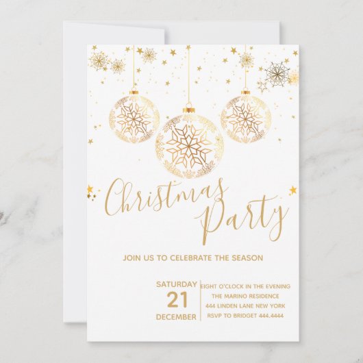 Elegant Gold Glitter-kerstfeest Kaart (Voorkant)