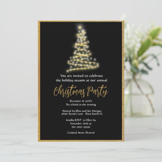 Elegant Gold Glitter-kerstfeest Kaart (Staand voorkant)