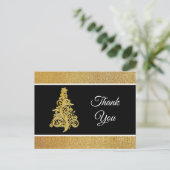 Elegant Gold Glitter Kerstmis Hartelijk dank Briefkaart (Staand voorkant)